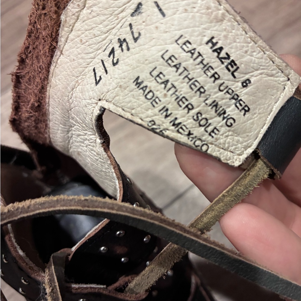 Freebird by Steven Distressed Brown Studded Lace-Up Sandals - Picture 3 of 11